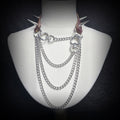 Daluse Gold Spotted Purple Orange Snake Leather Rivets Choker Double Titanium Steel Chain Adjuster Collar Necklace