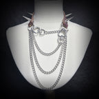 Daluse Gold Spotted Purple Orange Snake Leather Rivets Choker Double Titanium Steel Chain Adjuster Collar Necklace