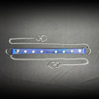 Daluse Blue Snakeskin Pearl Heart Shaped Buckle Choker, Titanium Steel Chain Double Chain Adjustment Collar Necklace