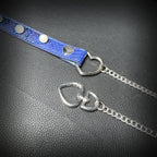 Daluse Blue Snakeskin Pearl Heart Shaped Buckle Choker, Titanium Steel Chain Double Chain Adjustment Collar Necklace