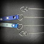 Daluse Blue Snakeskin Pearl Heart Shaped Buckle Choker, Titanium Steel Chain Double Chain Adjustment Collar Necklace