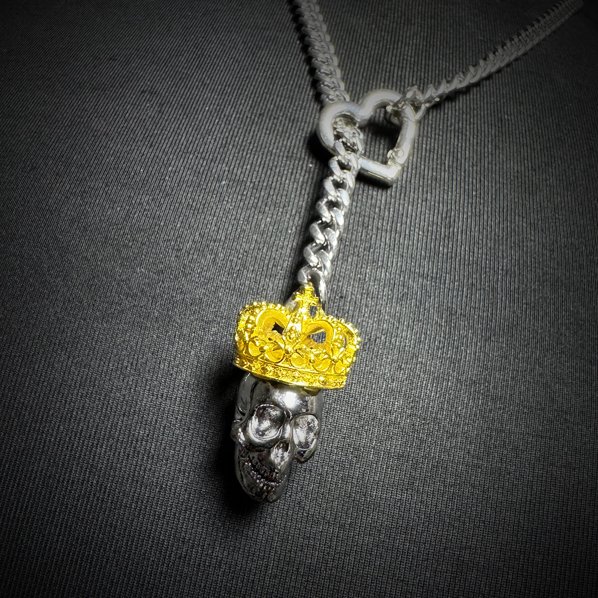 Daluse Gold Crown Skull Silver Titanium Steel Chain Necklace