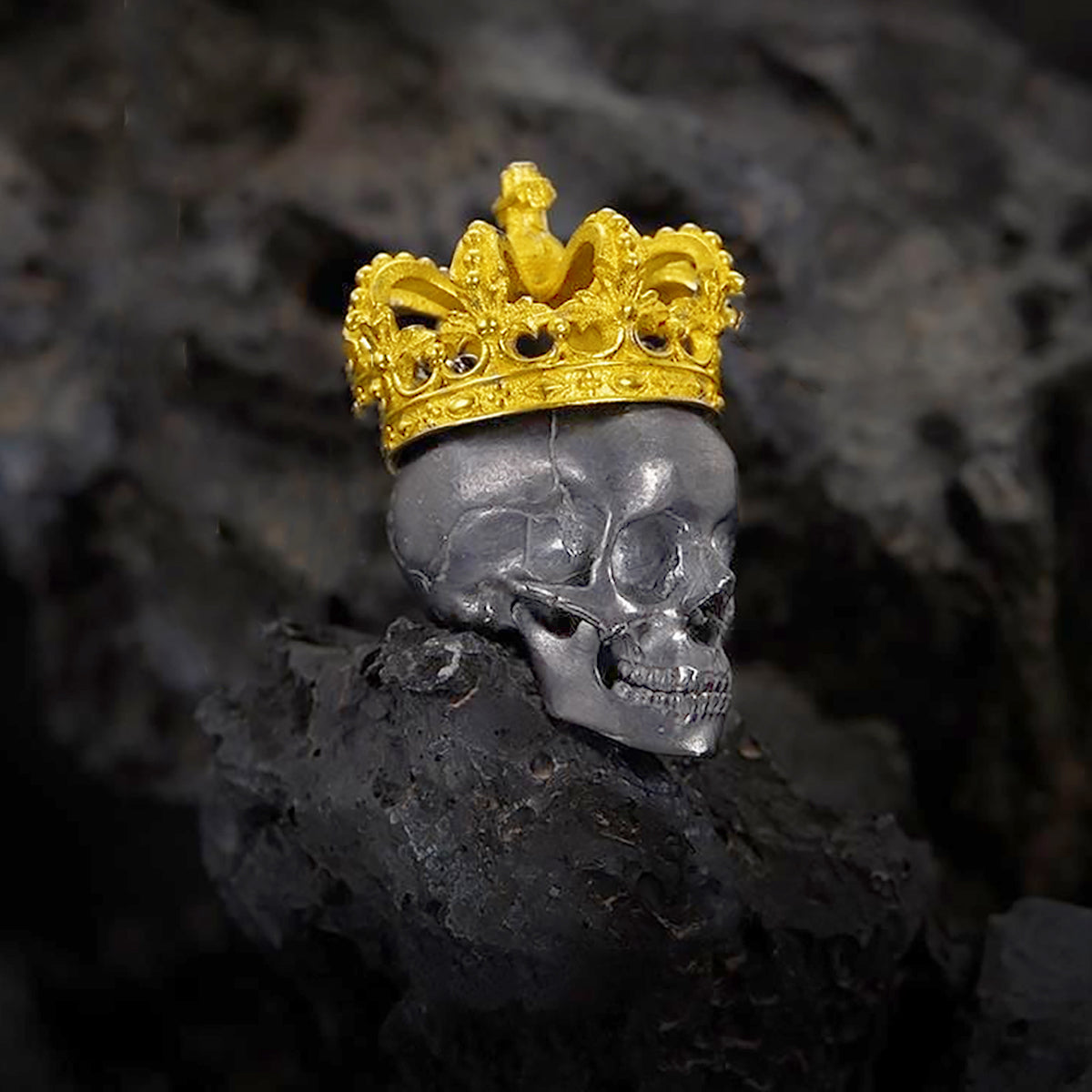 Daluse Gold Crown Skull Silver Titanium Steel Chain Necklace