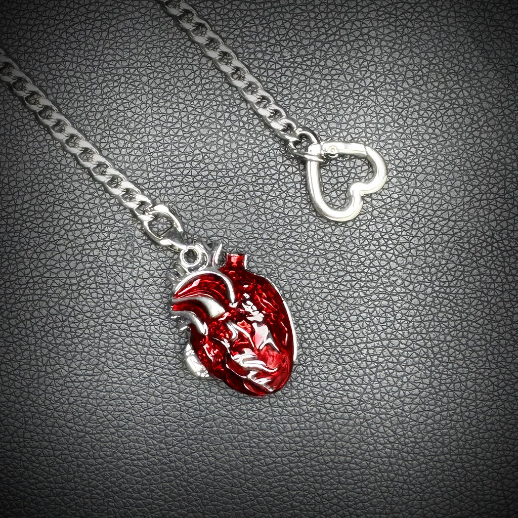 Daluse Red Openable Heart Silver Titanium Steel Chain Necklace