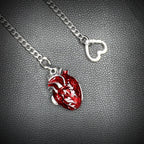 Daluse Red Openable Heart Silver Titanium Steel Chain Necklace