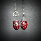 Daluse Red Openable Heart Silver Titanium Steel Chain Necklace