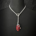 Daluse Red Openable Heart Silver Titanium Steel Chain Necklace