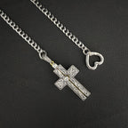 Daluse Vintage Silver Gold Cross Openable Clasp Pendant Silver Titanium Steel Chain Necklace