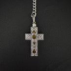Daluse Vintage Silver Gold Cross Openable Clasp Pendant Silver Titanium Steel Chain Necklace
