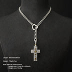 Daluse Vintage Silver Gold Cross Openable Clasp Pendant Silver Titanium Steel Chain Necklace