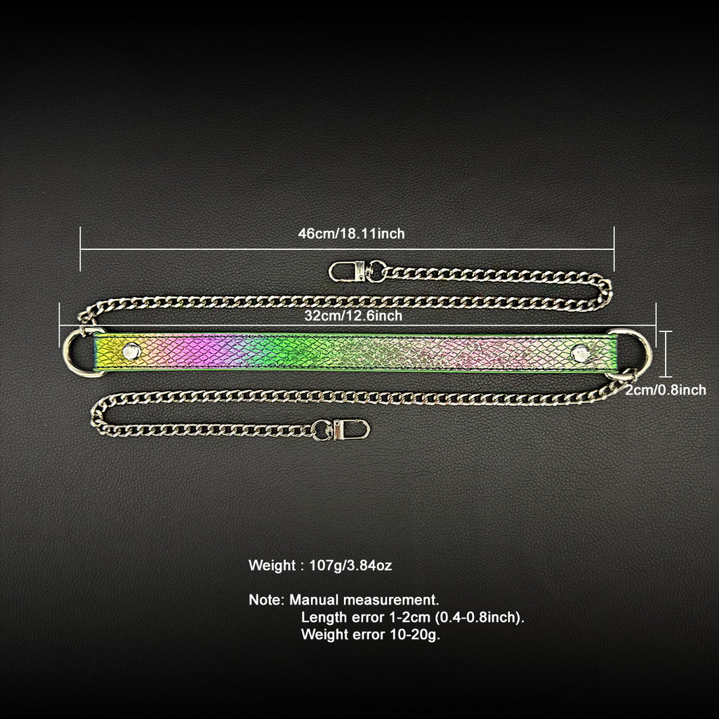 Daluse Colorful Leather Collar Double Titanium Steel Chain Versatile Fashion Choker Collar Necklace