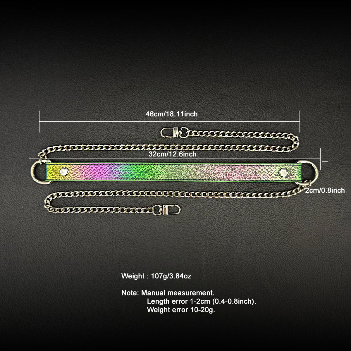 Daluse Colorful Leather Collar Double Titanium Steel Chain Versatile Fashion Choker Collar Necklace