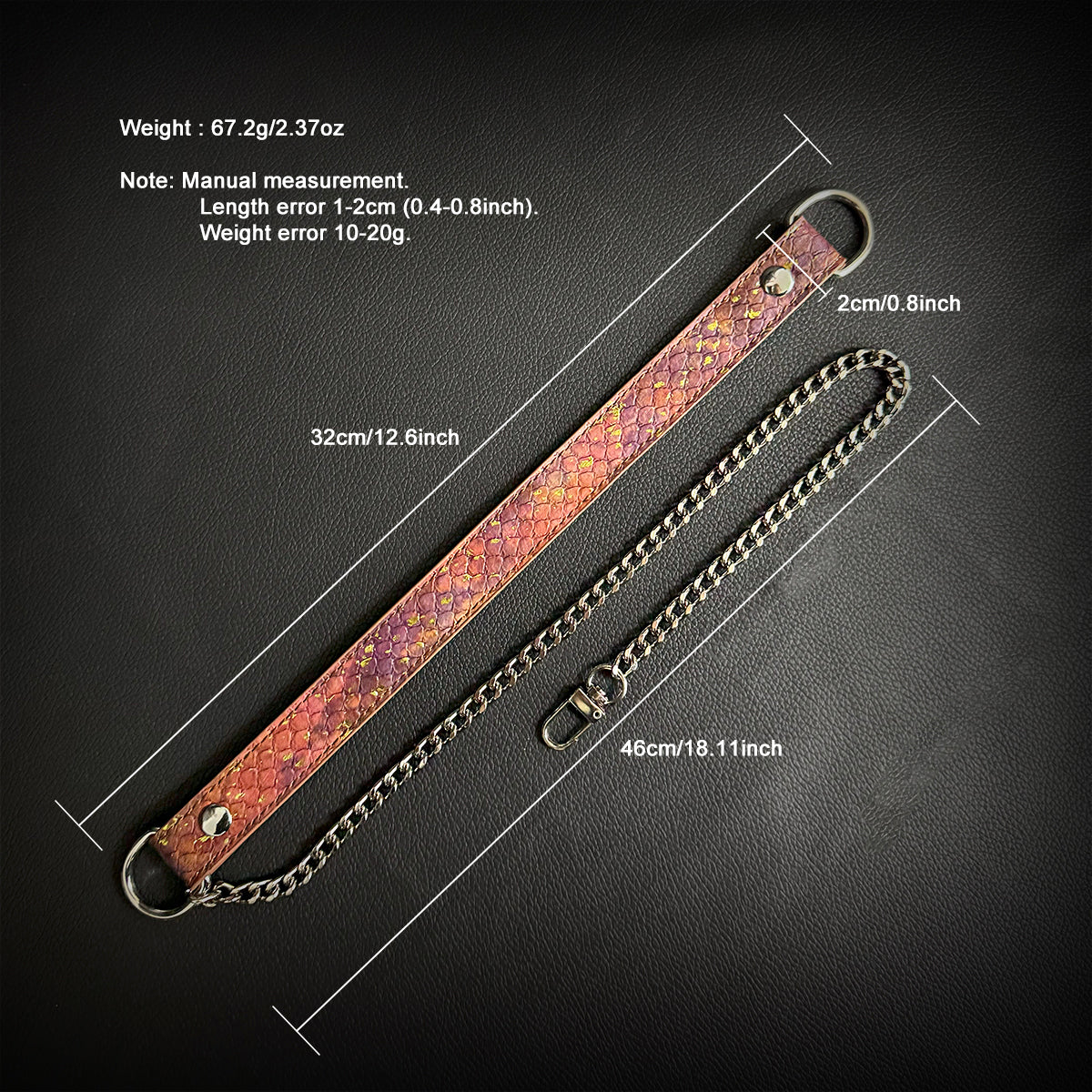 Daluse Gold Spotted Purple Orange Snake Pattern Leather Collar Single Titanium Steel Chain Versatile Fashion Choker Necklace
