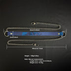 Daluse Blue Snake Leather Collar Double Titanium Steel Chain Adjustment Choker Necklace