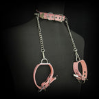 Daluse Snake Pattern Leather Adjustable Silver Chain Choker Collar Necklace and Cuff Bracelet Combination Set