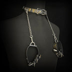 Daluse Snake Pattern Leather Adjustable Silver Chain Choker Collar Necklace and Cuff Bracelet Combination Set