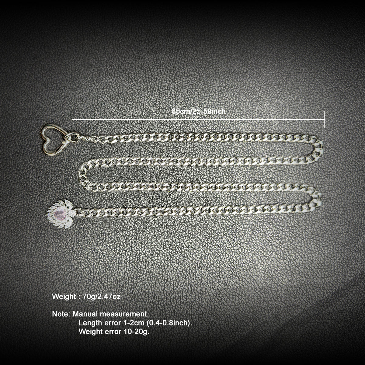 Daluse Pink Crystal Heart Pendant Silver Titanium Steel Chain Necklace