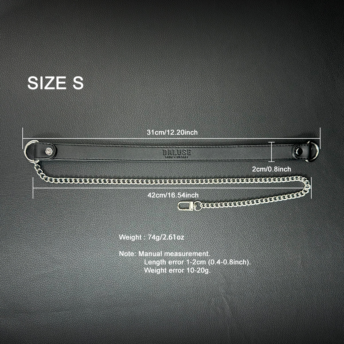 Daluse Single Titanium Steel Chain Collar Versatile Fashion Leather Choker Necklace