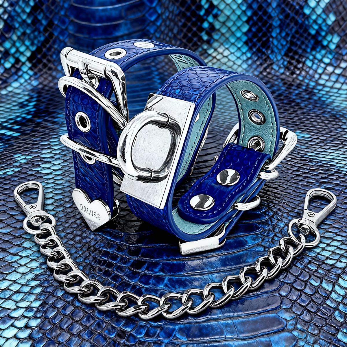 Daluse Snake Pattern Silver Chain Adjustable Cuff Bracelets