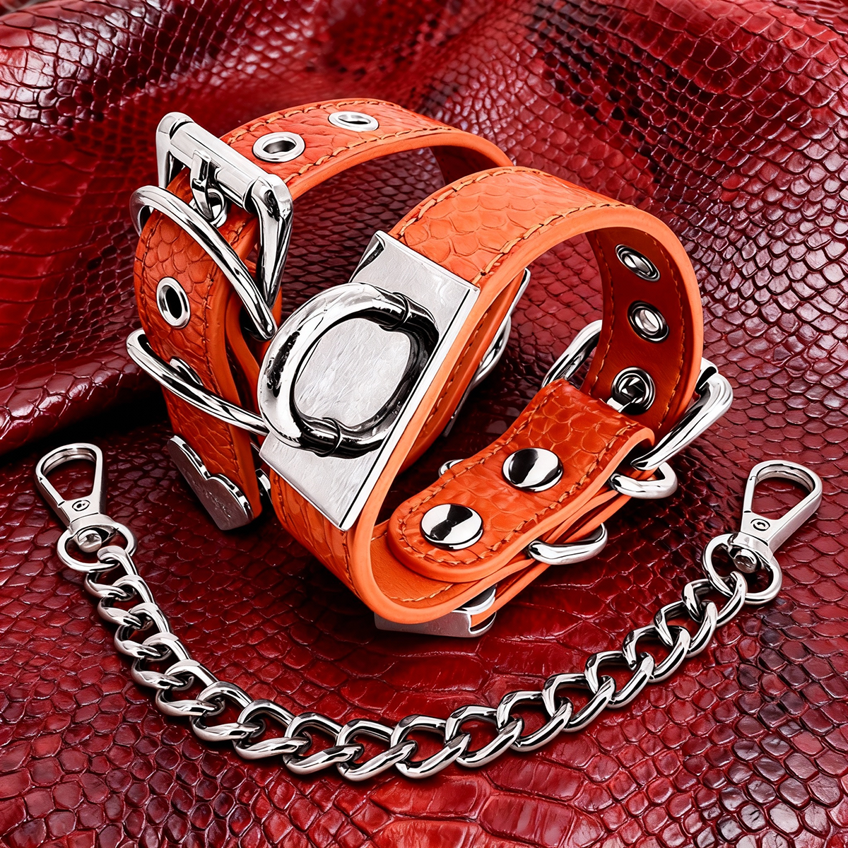 Daluse Snake Pattern Silver Chain Adjustable Cuff Bracelets