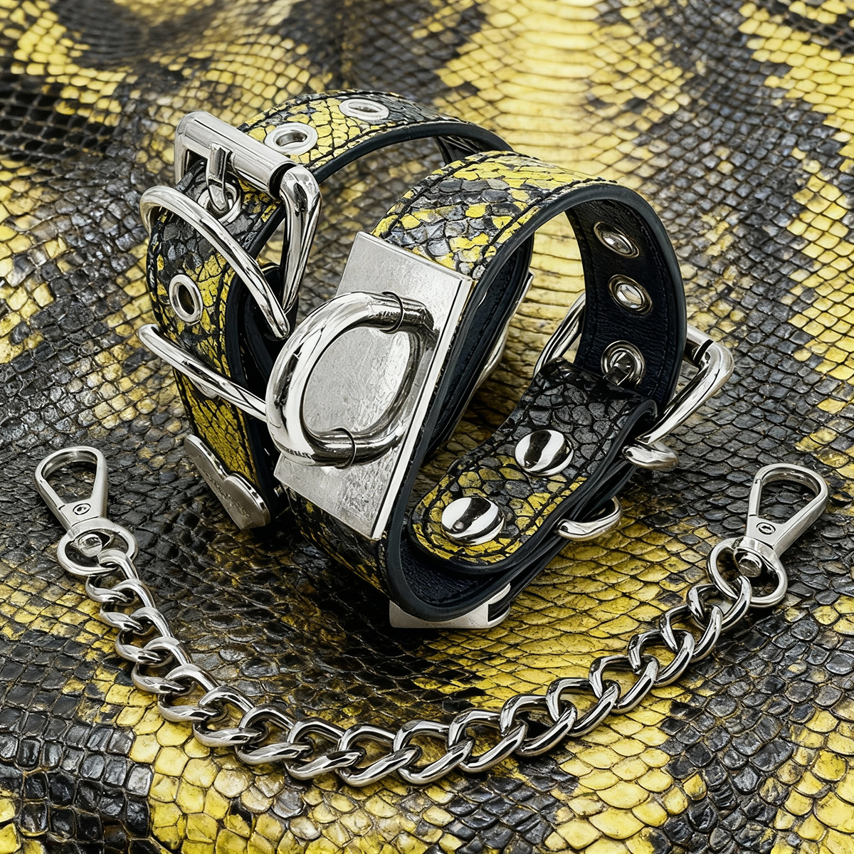 Daluse Snake Pattern Silver Chain Adjustable Cuff Bracelets