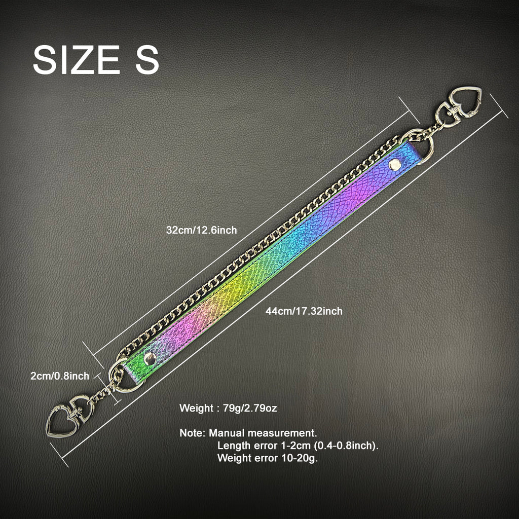 Daluse Double Heart Shaped Buckle Titanium Steel Chain Colorful Leather Choker Collar Necklace